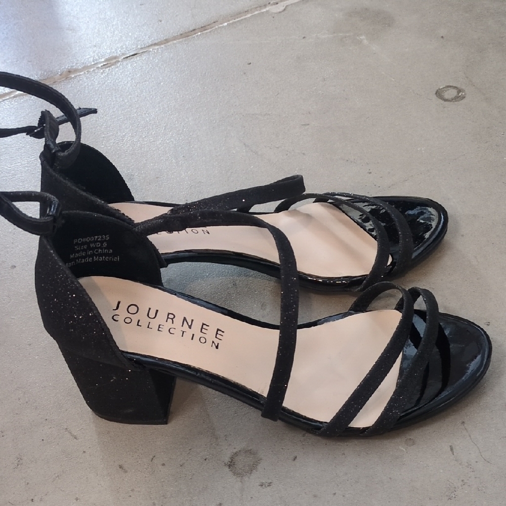 Journee‎ Collection Women's Black Sparkly Evening Heels Size 6